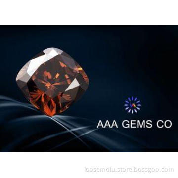 Synthetic Brown Moissanite Cushion Eight Arrows , Eight Hea